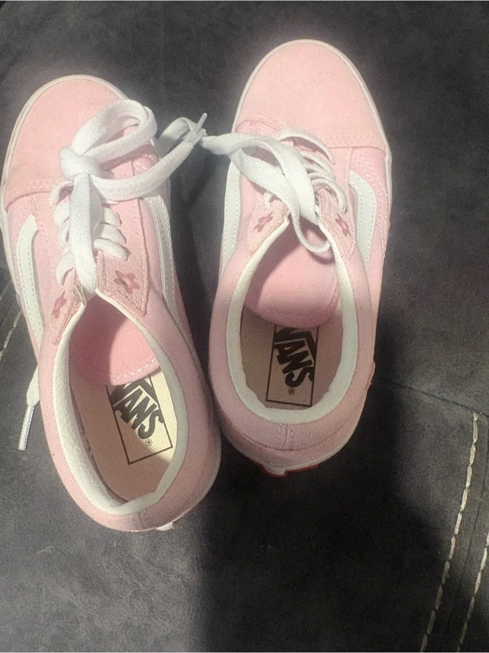 Vans Pink and White Kids' Low-Top Sneakers